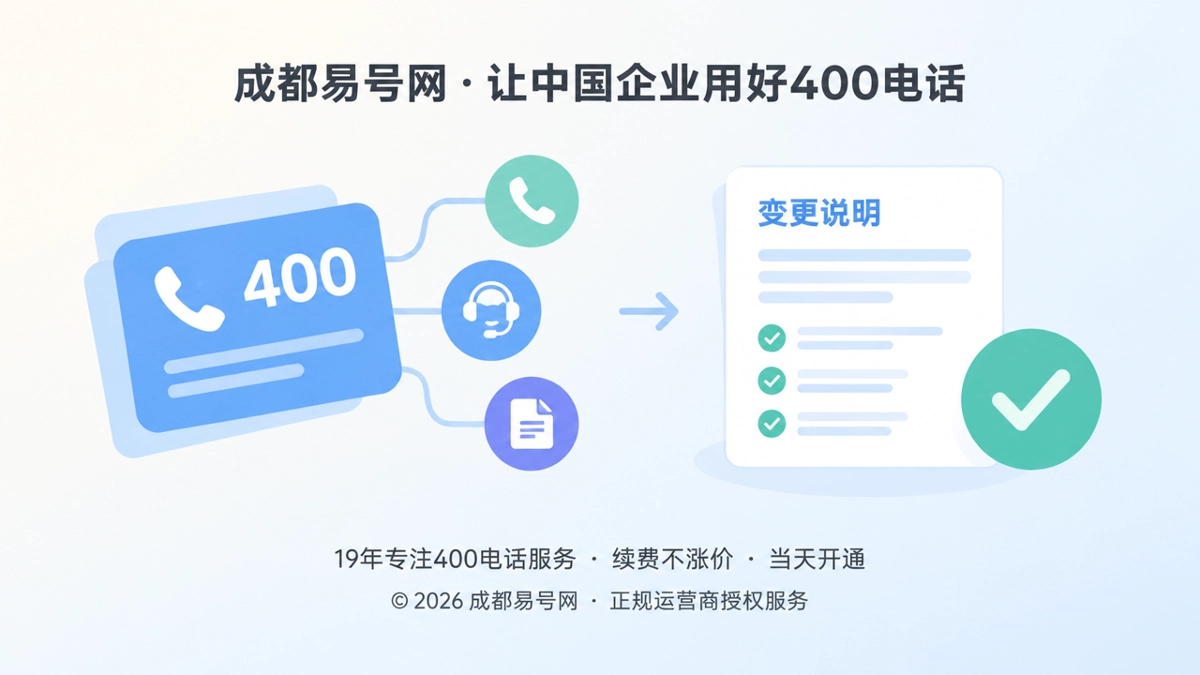 2026年成都易号网发布400电话变更说明机制